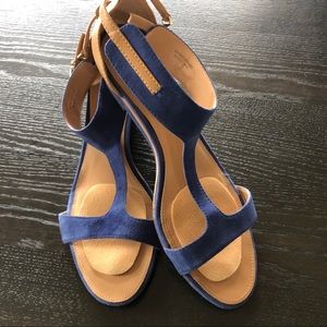 Charles & Keith Sandals Blue Small Wedge Sz 11